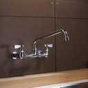 BWE Kitchen Faucet Wall Mount Commercial Sink Faucet Kitchen Utility Laundry 8 Swivel Spout 2 Dual Handle Restaurant Chrome Mixer Tap