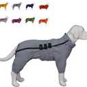 Lovelonglong Warm Dog Coat Double Layers Dog Vest, 4 Legs Covered Windproof Waterproof Reflective Warm Dog Vest Outdoor Skating Dog Costume for Small Medium Large Dogs Gray M (M (back 12.5"))