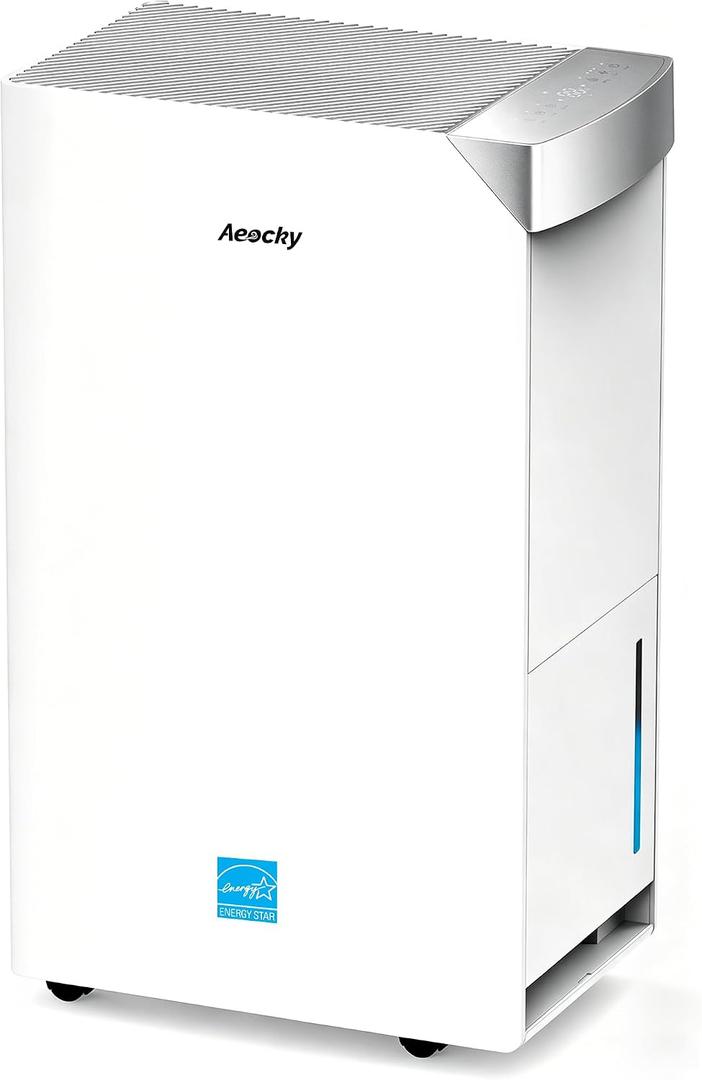 AEOCKY 74 Pint/D Energy Star Version 6.0 Dehumidifier, 4500 Sq.Ft Smart Compressor Dehumidifier with Drain Hose, Intelligent Humidistat,for Basement,Bedroom,Home,Bathroom