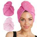 Turbie Twist 2-Pack Microfiber Hair Towel for Beauty, Travel, Gifting - Hair Wrap Turban for Straight, Wavy & Curly Hair - Premium Personal Care - Dark Pink & Light Pink