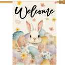 3 x AVOIN colorlife Spring Easter House Flag 28x40 Inch Double Sided Outside, Bunny Rabbit and Eggs Welcome Yard Outdoor Flag