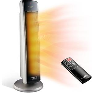 Lasko Oscillating Digital Ceramic Tower Heater for Large Rooms, with Adjustable Thermostat, Timer and Remote Control, 29 Inches, 1500W, Black, 5586