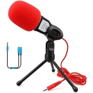 Computer Microphone,Condenser Microphone,3.5MM Plug and Play Omnidirectional Mic with Desktop Stand for Gaming,YouTube Video,Recording Podcast,Studio,for PC,Laptop,Tablet,Phone (Black)