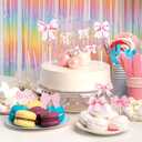 Pink Bowknot Cake Toppers and Picks, 19 PCS Bow Cupcake Toppers Pink Bow Birthday Decorations, Bows Decorations for Baby Shower Birthday Wedding Bachelorette Party Supplies