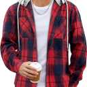 COOFANDY Men's Flannel Hoodie Plaid Shirt Long Sleeve Button Down Casual Shirt Jacket Lightweight Fall Shacket  Size L