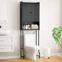 Kitsure 68.1"H Over Toilet Storage Cabinet, Magnetic Door, Adjustable Shelf | Bathroom, Laundry Room, Small Spaces, Families, Multi-Compartment Storage, Anti-Tip Design, Black, 3 Tier Storage