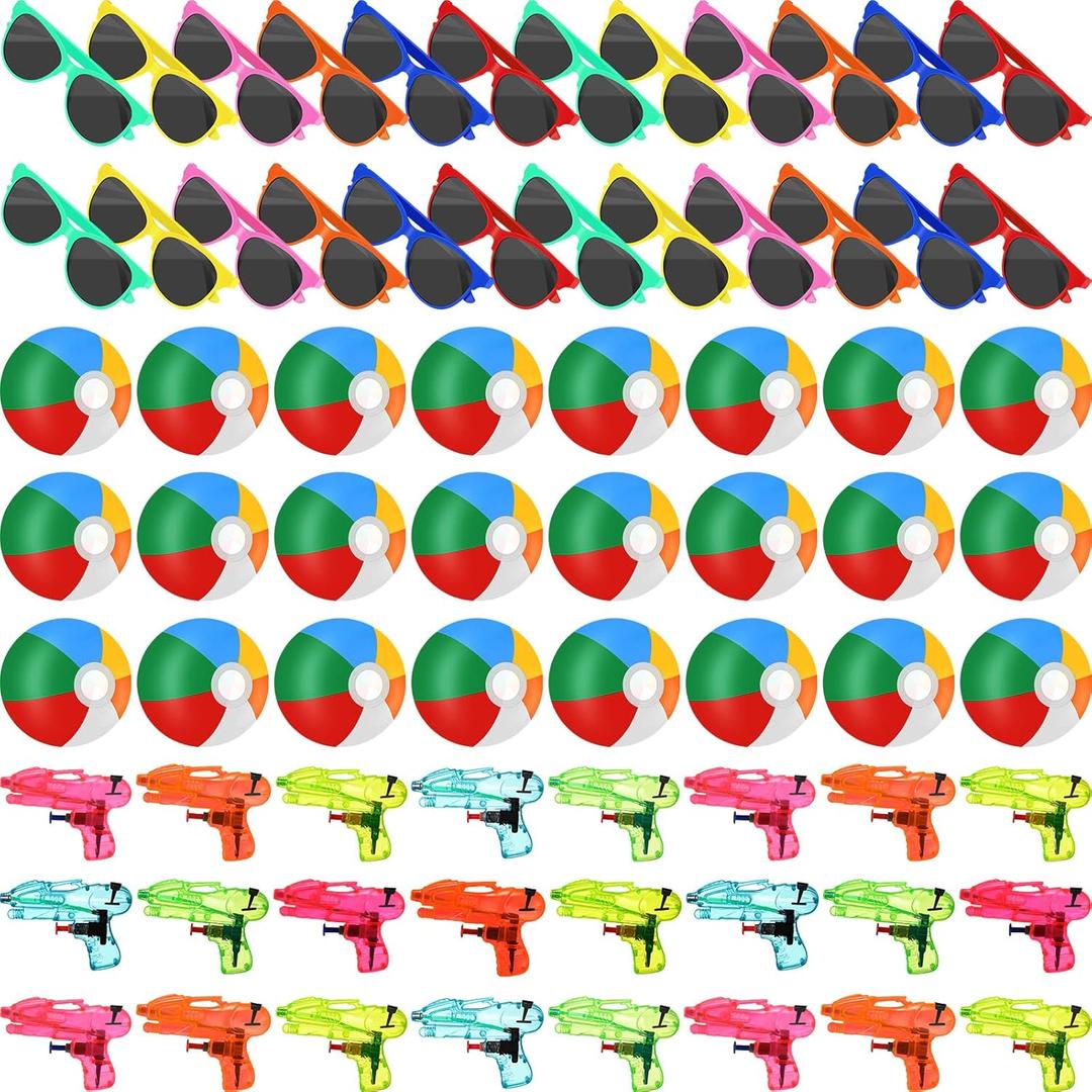 Seematn 72 Pcs Pool Beach Party Favors Bulk - Include Neon Sunglasses Colorful Mini Water Gun 6 Inch Inflatable Blow up Balls, Pool Party Decorations, Summer Pool Favors for Kids Seematn 72 Pcs Pool Beach Party Favors Bulk - Include Neon Sunglasses Colorful Mini Water Gun 6 Inch Inflatable Blow up Balls, Pool Party Decorations, Summer Pool Favors for Kids