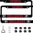 2 Pcs Premium Aluminum Alloy License Plate Frame for UGA Bulldogs Car Tag License Plate Cover Holder with Screw Caps (Sliver-Black)