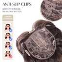 LEEONS Hair Toppers for Women - Synthetic Wavy Middle Part Hair Topper with Fringe Bangs - Brown Highlighted Caramel Blonde