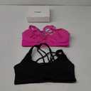 Evercute Cross Back Sport Bras Padded Strappy Medium Support Cropped Bras for Yoga Workout Fitness Bras (Black French-blue Magenta-pink 3 Pack Size M)