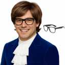 Shaggy Mens Wig Funny 70s Wigs for Men with Glasses for Disco Rocker Costumes - Short Brown Wig for 60s Cosplay Halloween Parties (Brown)