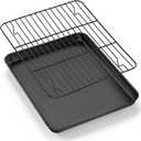 E-far Nonstick Baking Sheet with Rack Set, 12.5 x 9.5 x 1 Inch Cookie Sheet Baking Pan with Cooling Rack for Oven, Commercial Grade & Non-Toxic, Easy to Clean