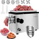 Anatole Commercial Electric Meat Grinder 1.5 HP 1100 W All Stainless Steel Meat Bones Mincer Heavy Duty Sausage Stuffer with 4 Grinding Plate 2 Blades for Restaurant Hotel 110V