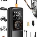 Tire Inflator Portable Air Compressor, 150PSI Air Compressor for Car Tires, Cordless Bike Pump with Pressure Gauge & LED Light, Tire Pump for Cars, Motorcycles, Bikes, Balls (Black)