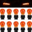 ecocstm 10 PCS 3157 Tail Light Bulb, Miniature 4157 Brake Light Bulb, Waterproof 3157 4157 Turn Signal Bulb, Automotive Side Marker Tail Light Replacement for Truck SUV Car (Amber)