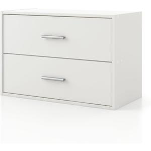 Homes: Inside + Out Apexa 2-Drawer Wooden Stackable Storage Drawers, Small Food Pantry Cabinet, Cajonera De Madera, Underbed Drawer Dorm Teen Room Decor & Bedroom, Home Office, Kitchen, White