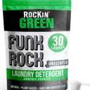 Rockin' Green Laundry Detergent, Plant based, All Natural Laundry Detergent Powder, Vegan and Biodegradable Odor Fighter, Safe for Sensitive Skin (Funk Rock Ammonia Bouncer 30 Loads - Unscented)