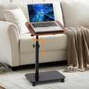 Swivel TV Tray Side Table Adjustable Height Couch Tables for Small Space Folding C Shaped End Table with 360Rotating 180Flip Top Sofa Laptop Pedestal Tables for Living Room Bedroom Bedside (Brown)