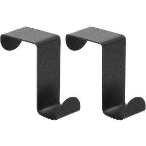 uxcell Over The Door Hooks,2pcs - Stainless Steel Door Hangers Hooks, S-Shaped Double Hooks for Hanging Clothes, Hats, Towels (Black)