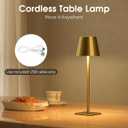 UME 3 Pack Cordless Table Lamp, Battery Operated Lamp - Portable Waterproof Rechargeable Table Lamp w/ 3 Color Temps & Stepless Dimming for Dinner, Desk, Cafe, Outdoor (Brushed Gold)