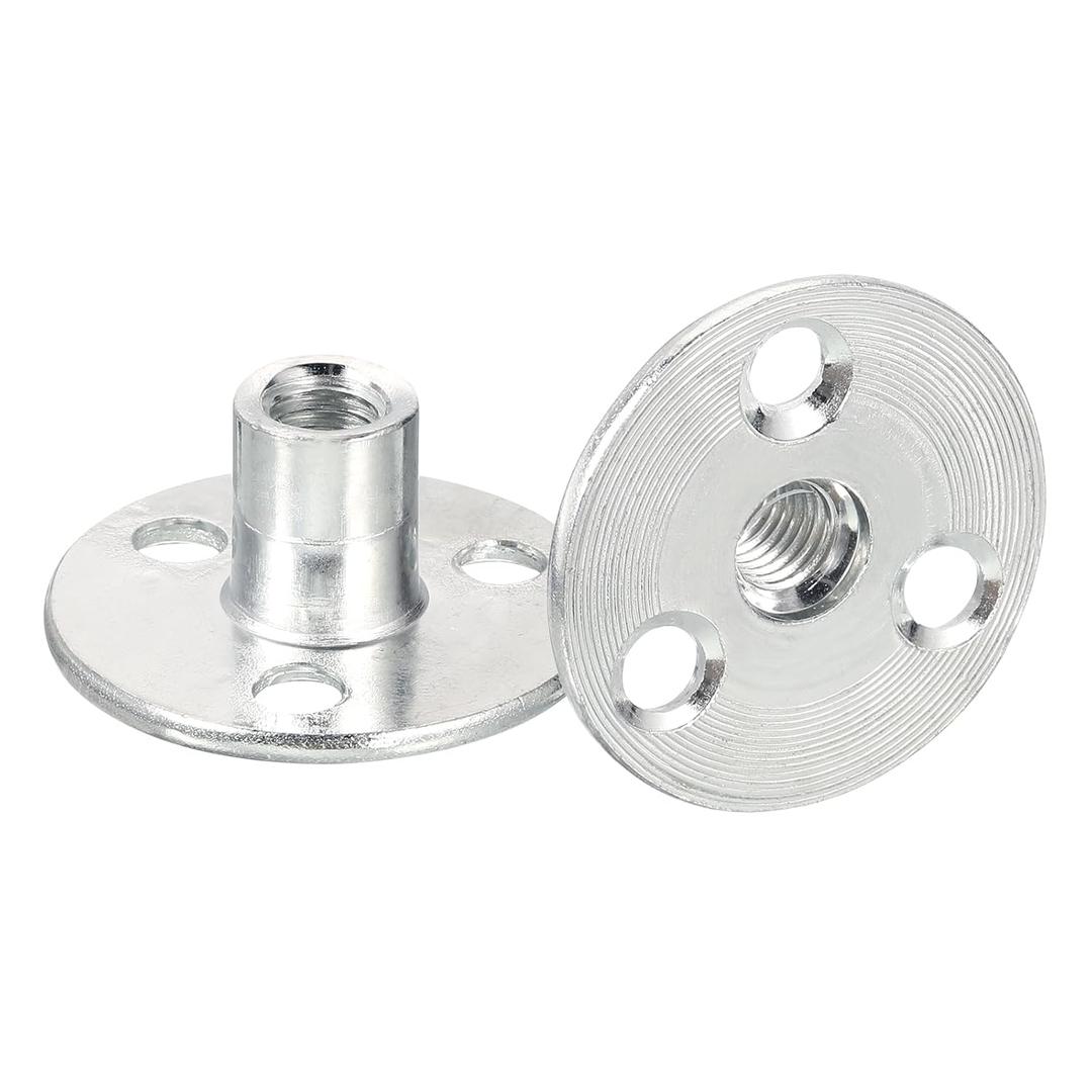 uxcell M8 Brad Hole Tee Nut, 15pcs Carbon Steel Round Base Screw-in T-Nuts Furniture Hardware Flange Female Thread Insert Nuts