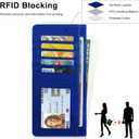 XEYOU Women Slim Rfid Blocking Credit Card Case Holder Wallet Zip ID Case Wallet Small Compact Leather Wallet Coin Purse (Blue)