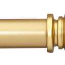 Gold Curtain Rods for Windows 28 to 48 Inches Adjustable Decorative 1 Inch Diameter Single Window Curtain Rod Set with Classic Finials, Gold Finishing