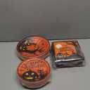 Homlouue 200 PCS Halloween Plates and Napkins, Black Pumpkin Paper Plates for Halloween Party Decoration, Serves 50, With Bat & Cat Design