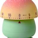 Mechanical Kitchen Timer, Cute Mushroom Timers for Kids, Wind Up 60 Minutes Manual Countdown Timer for Classroom, Home, Study and Cooking (Green Base)