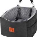 Dog Car Seat for Small Medium Dogs, Memory Foam Booster Car Seat for Dogs up to 35 lbs, Elevated Pet Car Seat with Washable Removable Cover and Storage Pockets (Black/Gray)