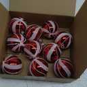 Liliful Red and White Christmas Ornaments for Tree Candy Canes Design Ball Ornaments 2.4 Inches Christmas Hanging Ball Plastic Glitter Ornament Xmas Shatterproof Decoration for Home Garden(10 Pcs)