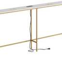 Masupu 70.9" Console Table with Power Outlet, Modern Narrow Long Sofa Table Behind Couch, Skinny Entry Table, Industrial Sofa Table with Metal Frame for Hallway, Living Room, Marble White