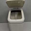 rejomiik Small Bathroom Trash Can with Lid Slim Soft Close Garbage Can Step Wastebasket Container Trash Bin for Office Bedroom Kitchen Living Room (1.9 Gallon Cream)