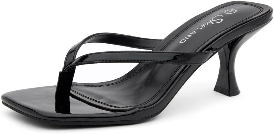 Shoe Land Kitten Heels for Women | Flip Flop Low Heels Thong Sandals | 2.75 Inch Stiletto Heeled Slides | Square Open Toe Slip-On Dressy Sandals for Summer | 2025 Trendy (6)