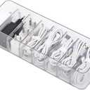 Yesesion Clear Plastic Cable Organizer Box with Adjustment Compartments, Desk Accessories Storage Case with 10 Wire Ties for Drawer, Office Supplies, Electronic Management, Battery and Charger
