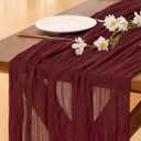 Socomi 3pcs Burgundy Red Easter Spring Cheesecloth Table Runner Boho Rustic Gauze 120 inch 10FT Cheese Cloth Runner for Wedding Party Baby Shower Birthday Home Decor Holiday Decorations