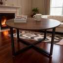 Round Metal Coffee Table Legs,18 Inch Black Iron Dining Table Base Only,Large Circle End Table Legs, B Style