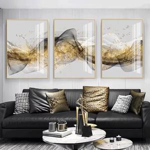 KQZVCU Modern Minimalist Luxury Canvas Painting Wall Art Picture for Living Room Sofa Gold Abstract Home Decoration 60x80cmx3 Inner Frame