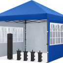 COOSHADE 10X10Ft Pop up Canopy Tent Enclosed Instant Folding Canopy Shelter with Elegant Church Window Outdoor Pavilion Cater Party Wedding BBQ Events Tent (Royal Blue)