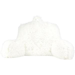 Klear Vu Shaggy Reading Pillow Back Rest Body Pillow for Adults and Kids, Lumbar and Arm Support on Bed, Chair, Couch, Sofa and Floor, 30" x 21", One Size, Winter White