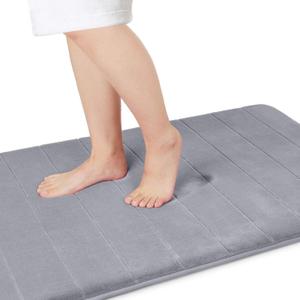 Yimobra Memory Foam Bath Mat Large Size 36.2 x 24 Inches, Soft and Comfortable, Super Water Absorption, Non-Slip, Thick, Machine Wash, Easier to Dry for Bathroom Floor Rug, Gray (Grey)