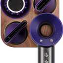 Wood Wall Mount Holder for Dyson Hair Dryer, Wood + Metal Wall Bracket Frame for Dyson Supersonic Hair Dryer. (Walnut) (Brown)