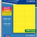Colored Business Cards - 25 Sheets / 250 Business Cards - Inkjet & Laser - 10 per sheet (Bright Yellow)