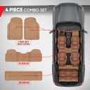 Motor Trend 3-Row Heavy Duty Rubber Floor Mats & Liners for Car SUV Van, Front 2nd & 3rd Row Durable Polymerized Latex Full Interior Protection, Extra-High Ridgeline Design, Beige