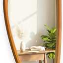 Pocetry Irregular Asymmetrical Wall Mirror 48"24" with Solid Wood Frame, Organic Mid-Century Modern Decorative Full-Length Wall Mirror for Living Room, Entryway, Bedroom & Bathroom (Walnut)
