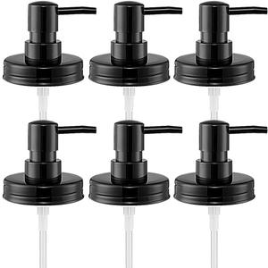 Regular Mouth Plastic Mason Jar Soap Dispenser Pumps and Lids- Rust-Proof Mason Jar Accessories Rustic Farmhouse Kitchen Counter Top Bathroom Decor and Organization - 6 Pack