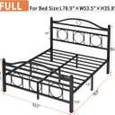 Full Bed Frame with Headboard,Heavy Duty Steel Slats Support Mattress Foundation-Under Bed Storage, No Box Spring Needed, Noise Free