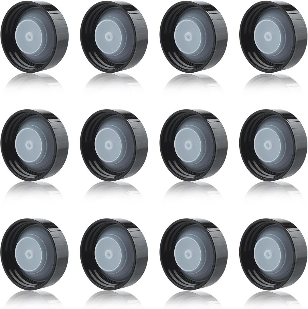 12 Pack 38mm Growler Caps, Black - Replacement Caps for 1/2 Gallon & 1 Gallon Glass Jugs | Airtissle Seal Keeps Beer Carbonated | Universal Fit for Most Standard 38mm Thread Glass Jugs