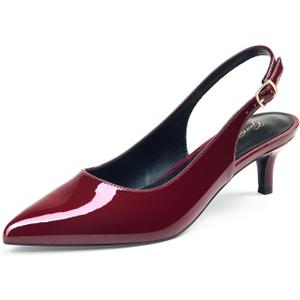 GENSHUO Low Kitten Heels Women's Slingback Dressy Pumps Pointed Closed Toe Ankle Strap Elegant Wedding Pumps Formal Comfortable Shoes, Size 11