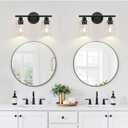 Zarbitta 2-Light Bathroom Light Fixtures, Black Modern Vanity Lights with Clear Glass Shade, Bathroom Wall Lamp for Mirror Kitchen Living Room Hallway Cabinet Porch
